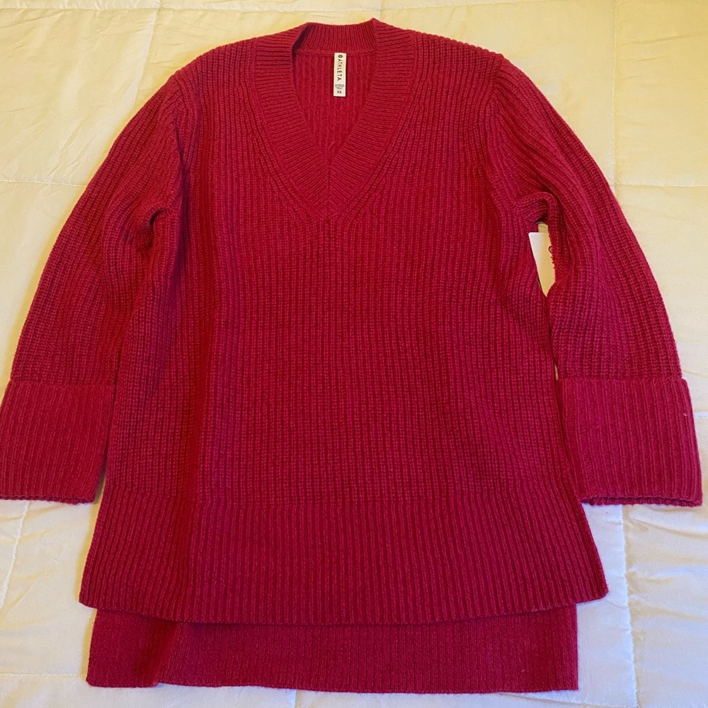 NWT Athleta Shasta V Neck Sweater Sz XS Pink